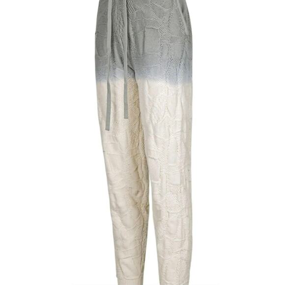 NWT Twenty Montreal Womens Crossover Knit Gradient Joggers Gray / Cream Sz Small - Picture 1 of 12
